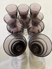 Vintage Libbey Amethyst Saturn Optic Glass Lot – Set of 10 – Freda Diamond MCM