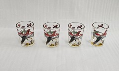 Anchor Hoking Pheasant Design Cordial Glasses Vintage Set 3.25″ tall 4 fl. oz.