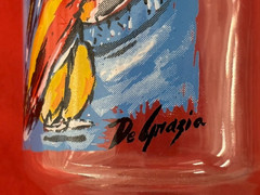 TED DE GRAZIA, GLASS TUMBLER — FEATURES SOUTHWEST NATIVE AMERICAN ARTWORK