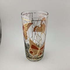 Culver Ltd 22k Butterfly Stained Glass Lowball & Highball Glasses Set of 4