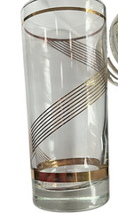 Set 4 Vtg Glasses Culver Tall Highball Tumbler Gold Rings Swirl MCM 60s XL 16 Oz