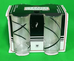 Vintage New Old Stock Crisa Clearly Glassware By Libbey Box Set Of 4 16oz