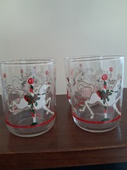 Libbey Christmas Carousel Horse VTG Double Old Fashioned/Rock Glass Cocktail