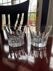 PAIR OF BACCARAT ETNA CRYSTAL LARGE DOUBLE OLD FASHIONED GLASSES WITH CHIP