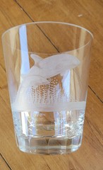 Queen Lace Crystal Tumbler Etched Dolphin Signed Glass Cup Tumbler HARD TO FIND
