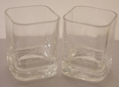 Crown Royal 2000: Pair of Bourbon Whiskey Glasses: Square: 3.5″ x 2.3″