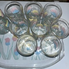 Vtg Ten Culver Encounters Summer Tulips Drinking Set Cups Pitcher Tray VHTF Read