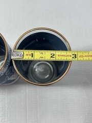 VTG Jeannette Hellenic greek roman glasses set matte jasperware blue white MCM