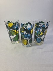 Vintage MCM Fruit Tumbler – Set of 3 – 12oz Retro Summer Glasses – Original Pak