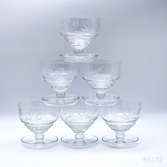 6-Piece Set Vintage Champagne Glasses With Floral Decor, Stackable | Handmade