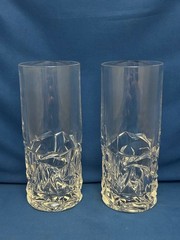 TIFFANY & CO. CRYSTAL, ROCK CUT- PAIR OF HIGHBALL GLASSES 6.5» GREAT CONDITION