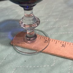 Set Of 2 Vtg Cobalt Blue Goblets With Clear Wafer Stems 4.5” Tall