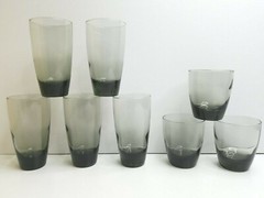 Libbey Classic Smoke Gray (5) Cooler (3) Old Fashioned Tumblers Set Elegant Lot
