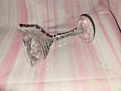 One Champagne Sherry Glass Water 1930s Star Bottom Hand Cut Blocked Stack Stem