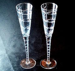 GODINGER SPIRAL CHAMPAGNE TOASTING FLUTES, Cut Lead Crystal, 12″, 2PCS