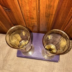 Vintage Lenox «Antique Yellow» Paneled Goblets – Glass Honey Amber Stemware 2