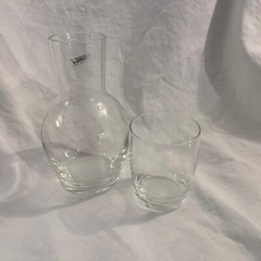 Tarnow Poland Clear Bedside Tumble Up Water Carafe and Glass Set Vintage