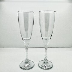 Rose Style Setter 5oz Flute Champagne Glasses Set Of 2 Clear Glass Twisted Stem