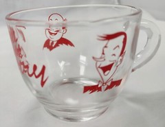 5 Vintage Tom &Jerry Replacement Clear Glass Punch Cups Red Laughing Men Cartoon