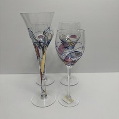 Vtg Artland Helios Mosaic Wine Glasses (4) , Various Design