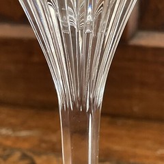 2 Gorham «Primrose» Crystal Wine Glass ~Vertical Cut Leaves ~Multifaceted Stem
