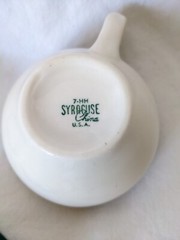 Syracuse China Restaurant Ware Green Rimmed Coffee Cup Set of 3 Wintergreen