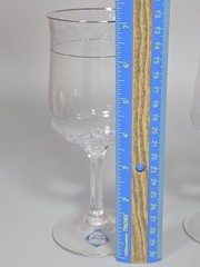 2 Lenox Moonspun 7 1/8” Water Goblet/ Lg. Wine Glasses Etched w/Platinum Trim