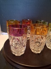 Vintage Set Of 6 Hofbauer Crystal Harlequin Long Drink Highballs Glasses. Nice