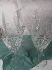 Vintage Millee Rogaska Woodland Crystal Clear Water Goblet Glasses. Set of 4.