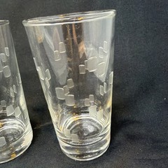 Libbey Windsor Etched Highball 12oz Drinking Glasses 5.2”H , Vintage Set of 4