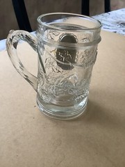 Set of 2 Tankard Beer Glasses 5” With Pewter Emblem Eagle Par