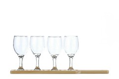 4 – Wine Flight Set 4 Glasses Each Holds 4.4 Oz on Flight Board