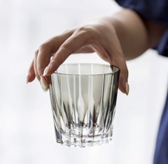 Star Base Hand Cut To Clear Grey Crystal Whiskey Glasses Kiriko Glass 12oz 1pc