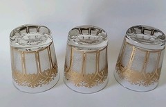 3 Vintage Gold Gothic Cathedral Lowball Glasses By Washington Glass