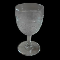 EAPG Stippled Star Flower 1880s Water Goblet Clear Glass Antique Unknown Maker
