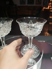 2 Cocktail Glasses American Brilliant Period Cut Glass Crystal Hoare Monarch