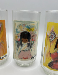 Vintage 70’s DeGrazia Children American Southwest Glasses Tumblers 4pc Orig Box
