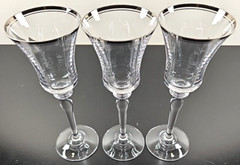 3 Mikasa Jamestown Clear Platinum Trim Wine Glass Set Elegant Optic Stemware Lot