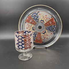 Culver Imari Platter Tray Glass Mid Century 2 Pcs Dip Trifle