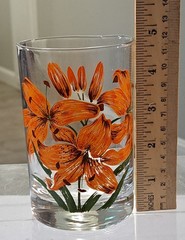 Vintage Signed Cora TIGER LILLIES Tumbler Glasses Floral Pattern Set of 2