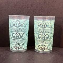Set of 2 Vintage 1950s Anchor Hocking Chantilly Turquoise 11.5 oz Guest Glasses