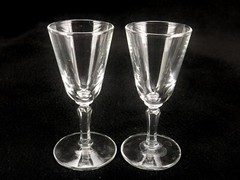 Footed Crystal Cordials, Set of 2, Cone Shape Bowl, Hexagon Stem, 1.5 oz.