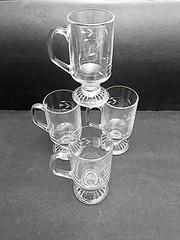 Princess House Heritage Crystal Glass Irish Coffee Mug Cup Complete Set of 4