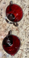 Anchor Hocking Cream and Sugar Royal Ruby Red Glass MCM Vintage