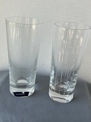 2 Mikasa Cheers Iced Tea/Highball Glasses Tumblers Vertical & Horizontal Etching