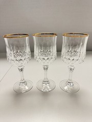 Cristal D Arques Longchamp Gold Rim Crystal Wine Glasses 6 1/2″ Set of 6 France