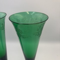 Lenox Holiday Gems Emerald Green – Etched Fluted Champagne Glasses 11”, Set of 2