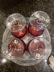 Vintage Ruby Red Bartlett Collin’s Goblets Water Tea Wine Set Of 4 Gift