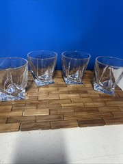 Mikasa Crystal Whiskey Drinking Glasses Twisted Motion 4 Old Fashioned Bourbon