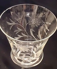 🥂VTG. XL Wine Water Cocktail Glass w/Etched Base Bulbous Stem 🍷